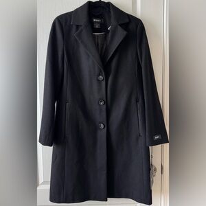 Brand New DKNY Women's Wool Walker Coat, Black, Small size